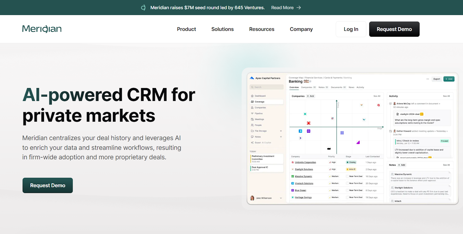 Meridian Secures $7M to Build the Intelligence Layer for Private Markets