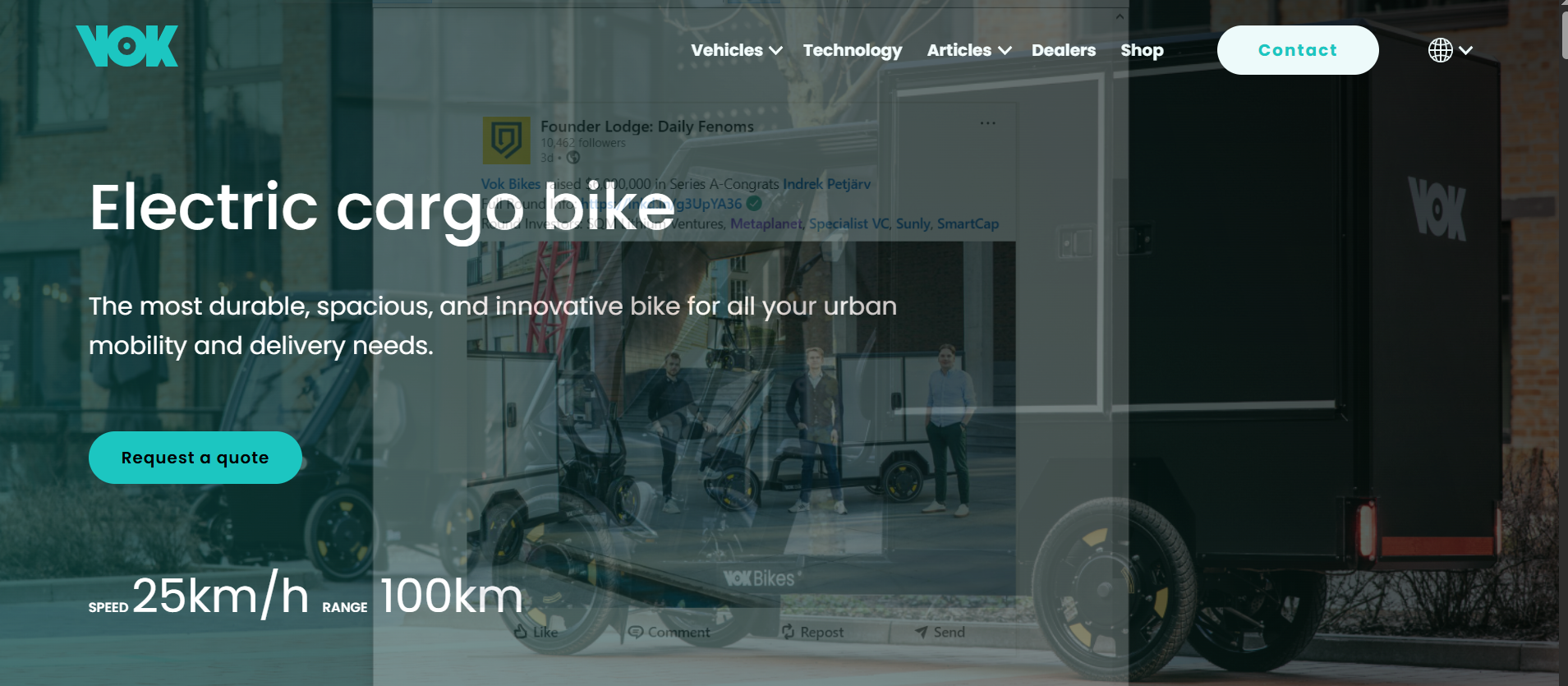 Vok Bikes Raises $6 Million Series A to Supercharge Sustainable Urban Logistics