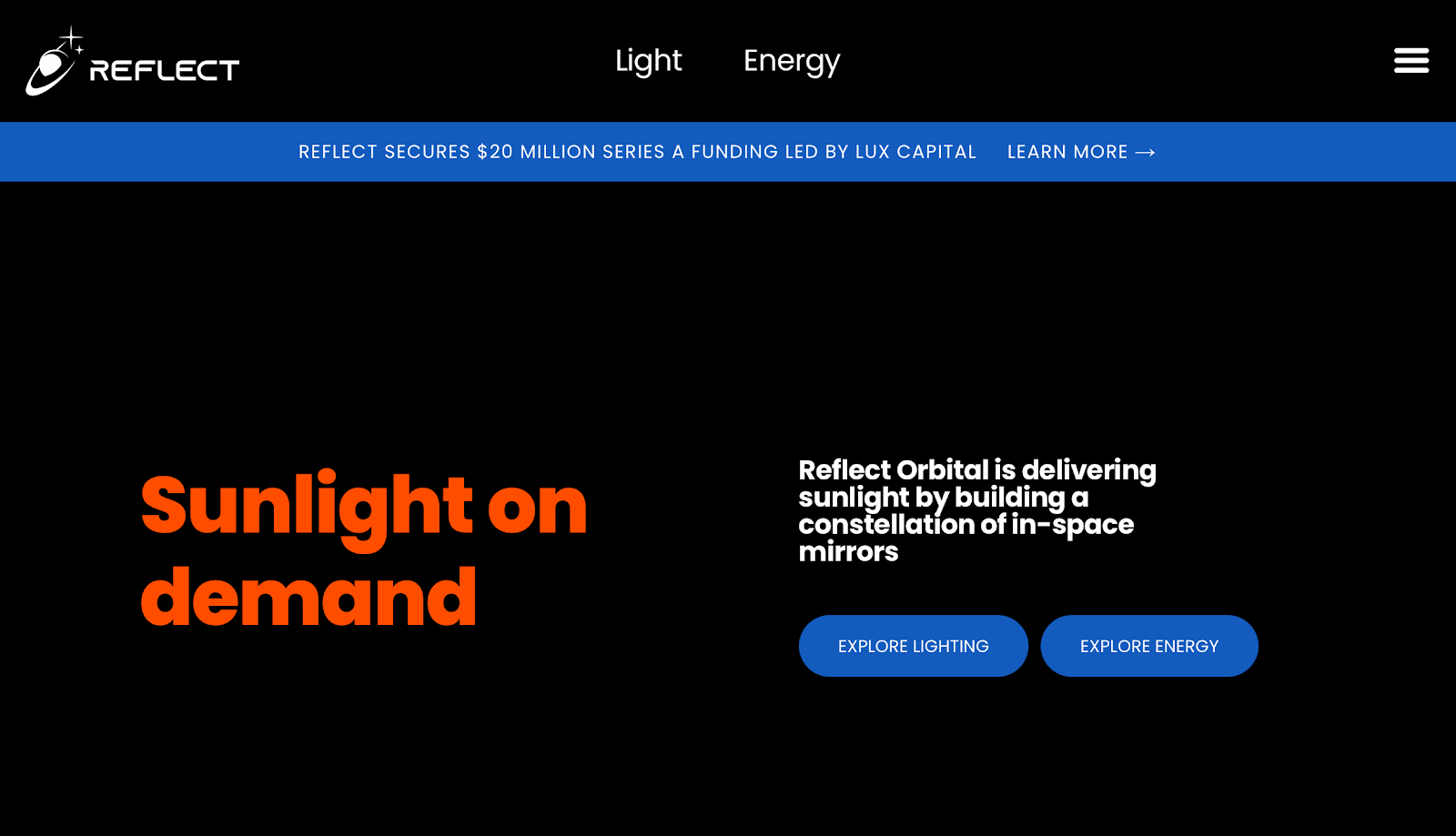 Reflect Orbital Raises $20M to Deliver Sunlight On Demand with In-Space Mirror Constellation