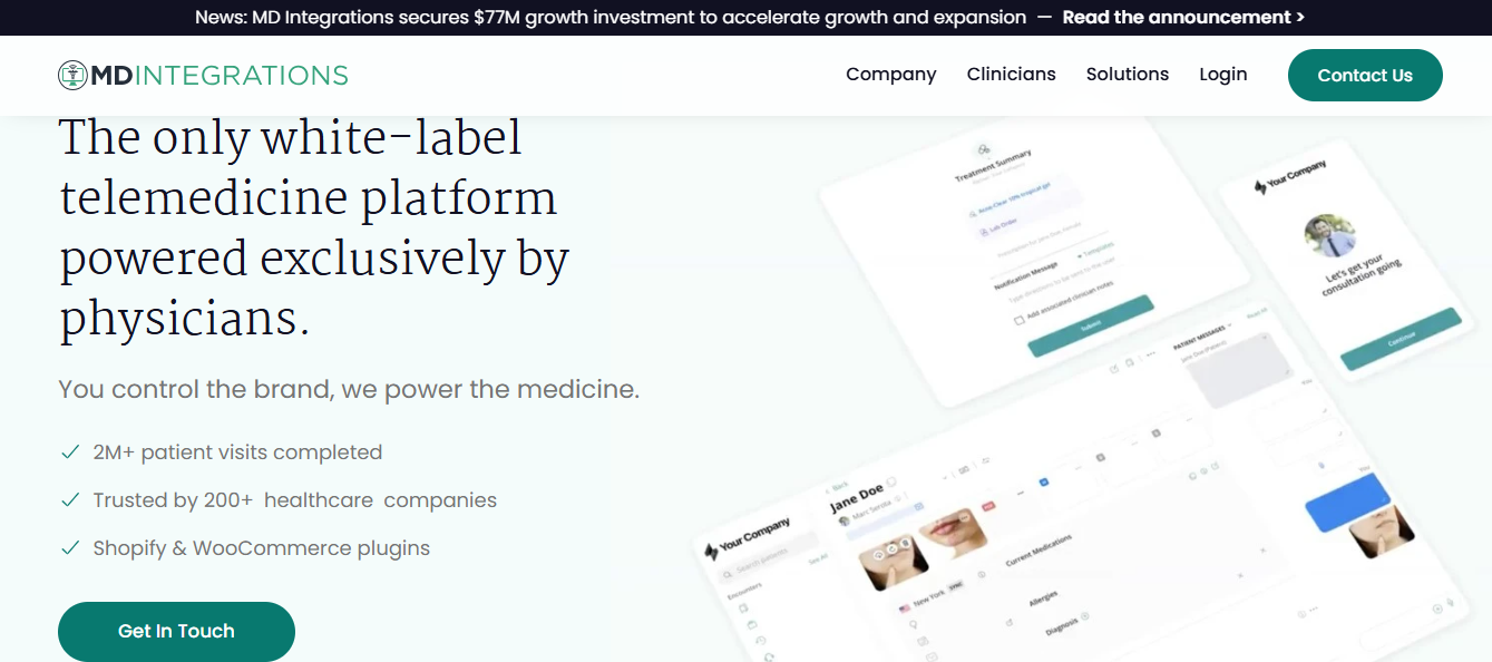 MD Integrations Raises $77 Million to Power the Future of Virtual Healthcare Delivery