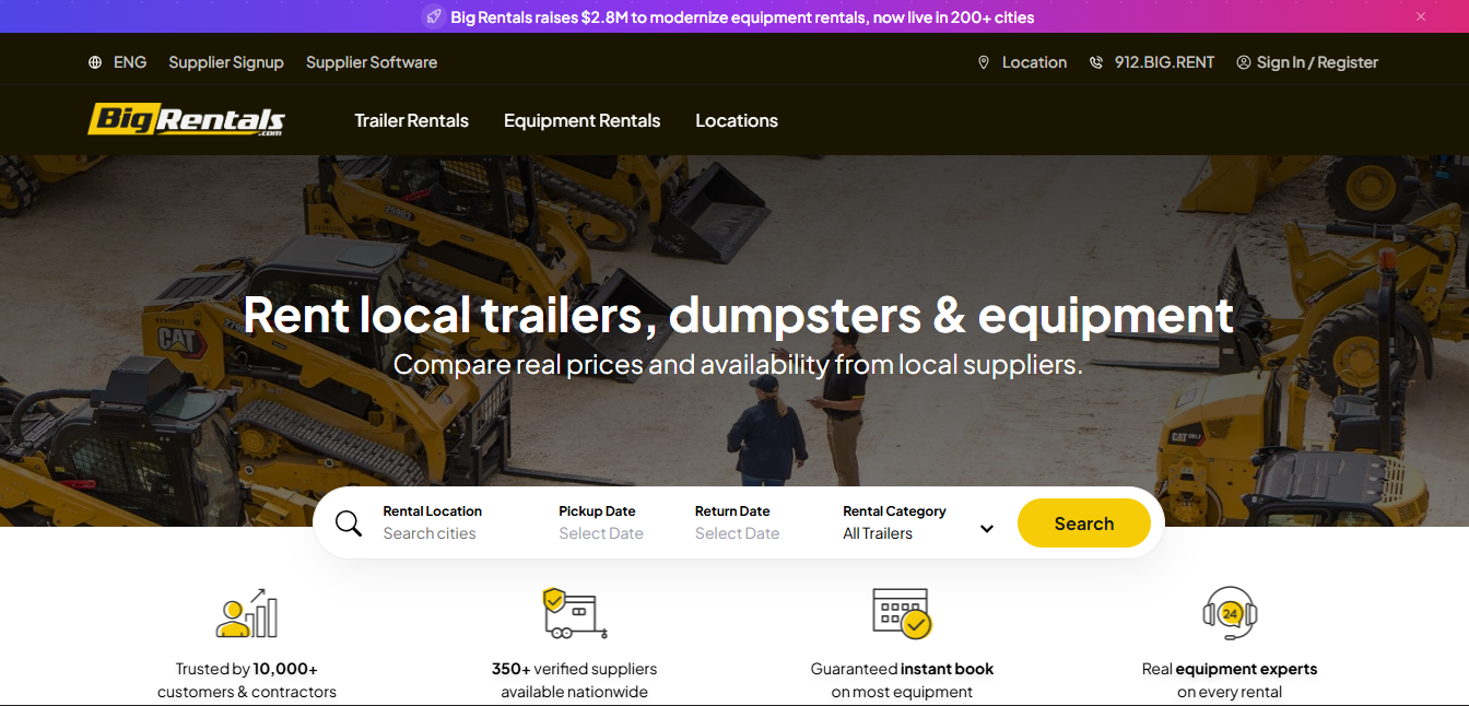 Big Rentals Raises $2.8M to Build the Largest Trailer Rental Marketplace in the U.S.